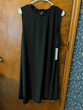 Nicole Miller Black Sleeveless Ruffle-Trim Mini Dress